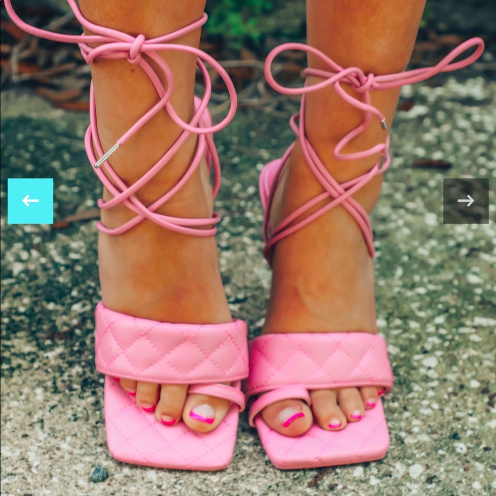Pink lace up heels